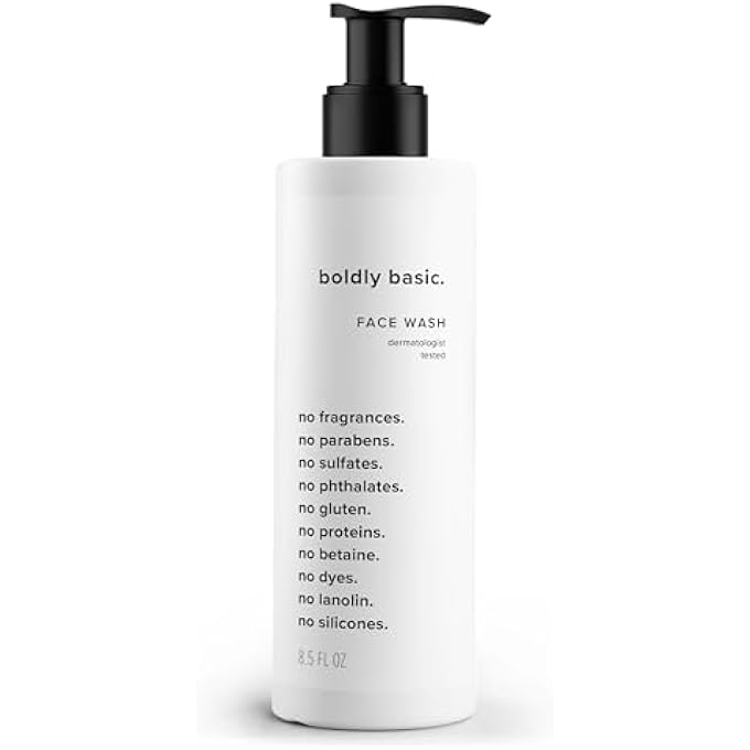 Boldly Basic FRAGRANCE FREE FACE WASH - GENTLE FACIAL CLEANSER ON SENSITIVE SKIN - UNSCENTED - DERMATOLOGIST TESTED - SULFATE FREE - PARABEN FREE - GLUTEN FREE - NON COMEDOGENIC AND HYPOALLERGENIC - Image 1